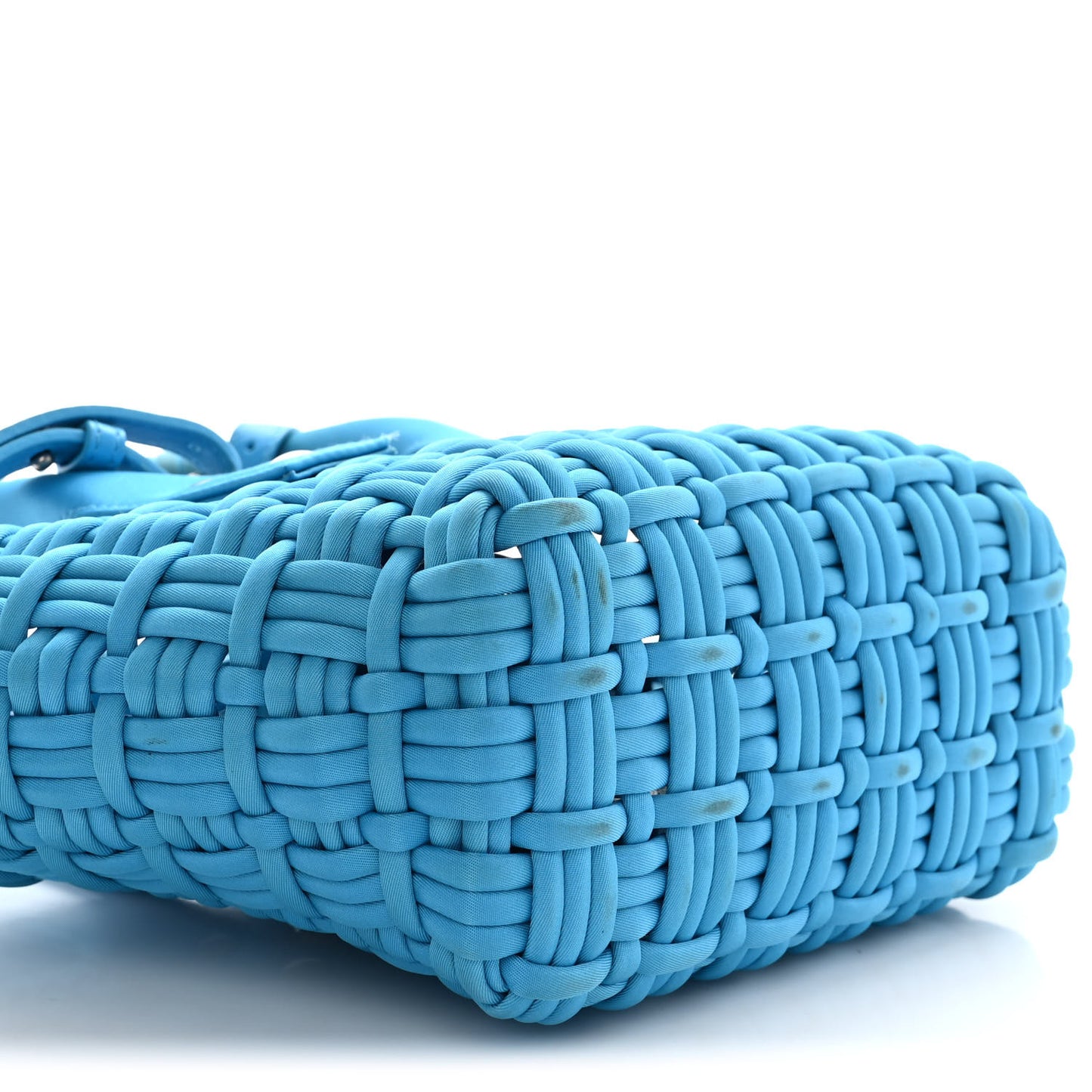Recycled Nylon Faux Calfskin XXS Bistro Basket Cyan White