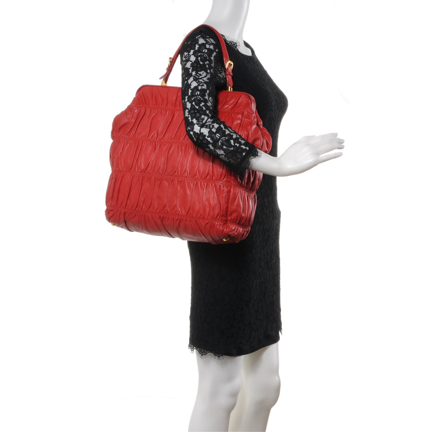 Nappa Gaufre Frame Tote Fuoco