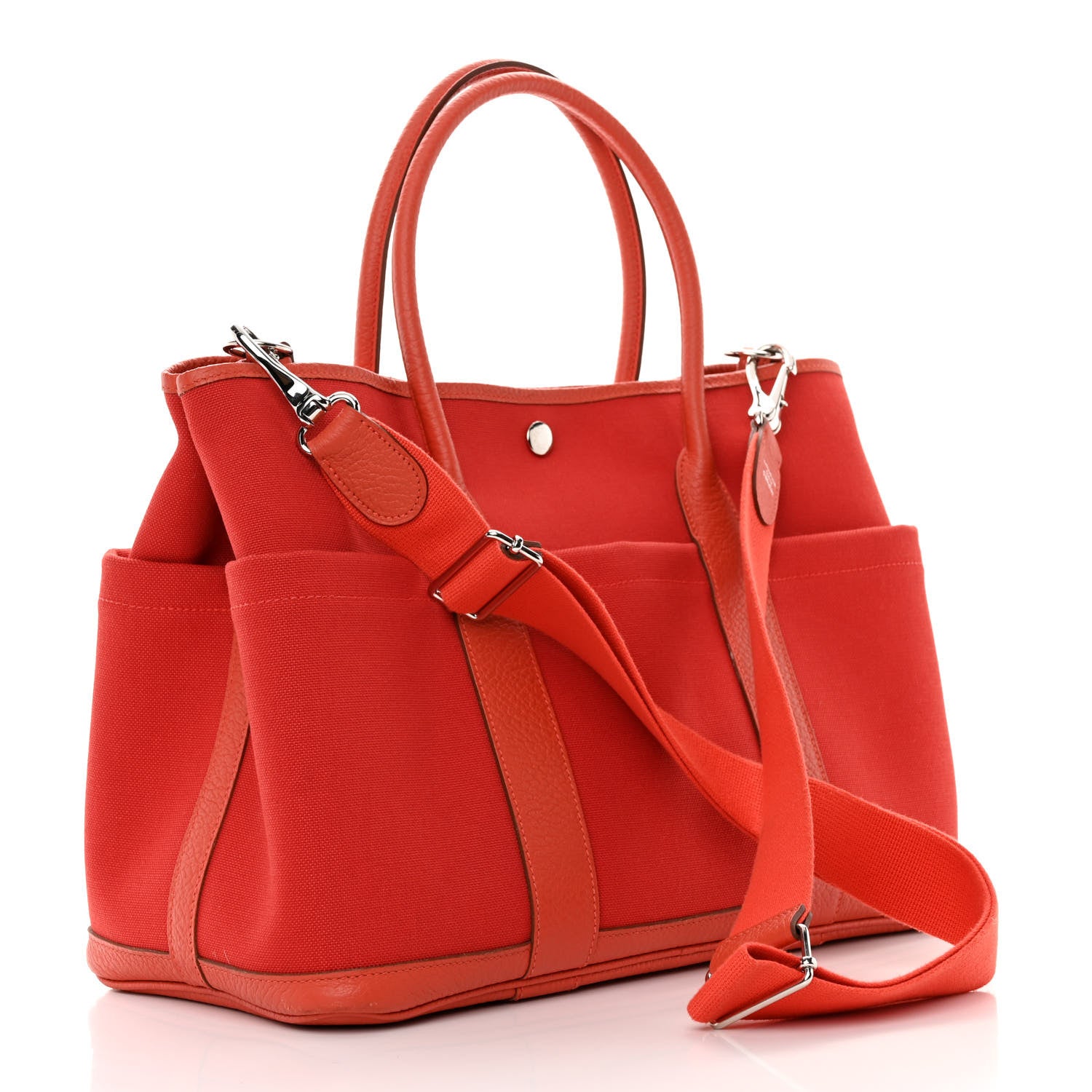 Hermes Toile Militaire Vache Country Garden Party Pockets 36 MM Rouge Tomate Capucine 4 of 17