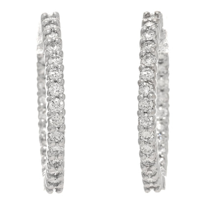 Roberto Coin 18K White Gold Diamond Small Inside Outside Hoop Earrings 1 of 5
