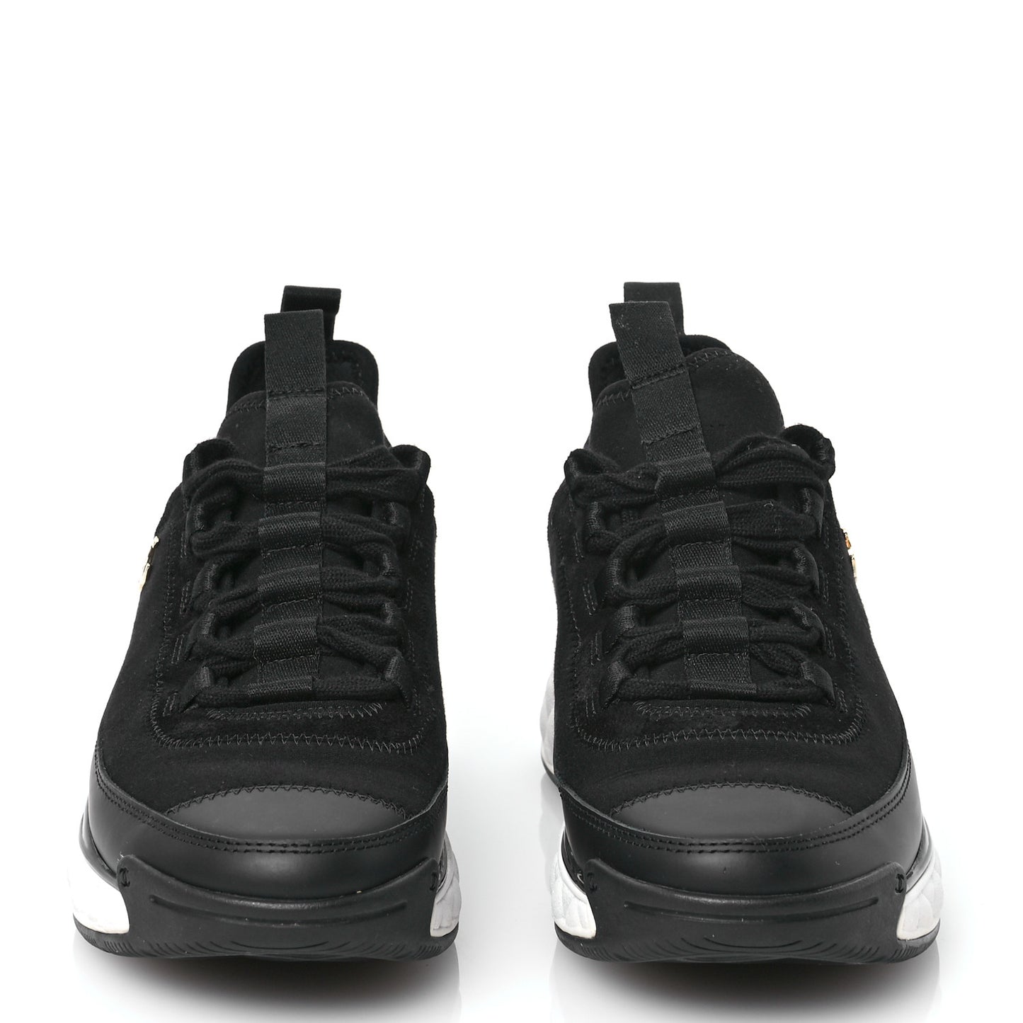Velvet Calfskin Mixed Fibers CC Sneakers 37 Black