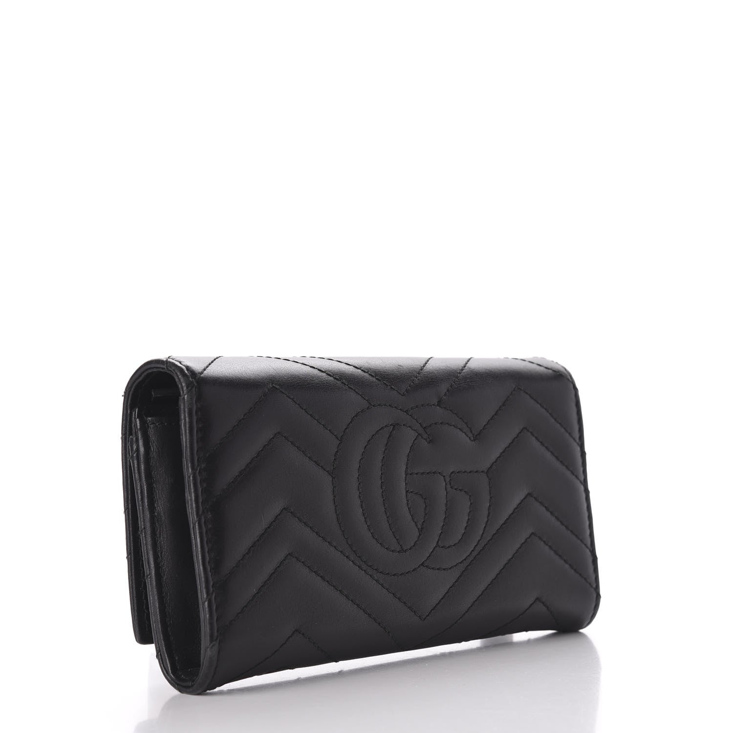 Gucci Calfskin Matelasse GG Marmont Continental Wallet Black 3 of 9