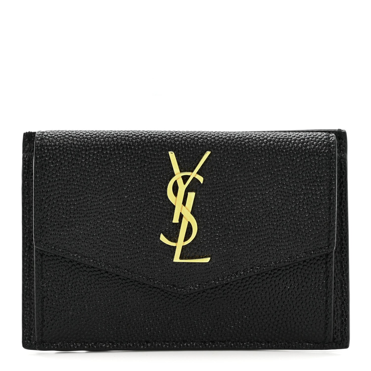 Saint Laurent Grain De Poudre Uptown Monogram Card Case Black 1 of 9
