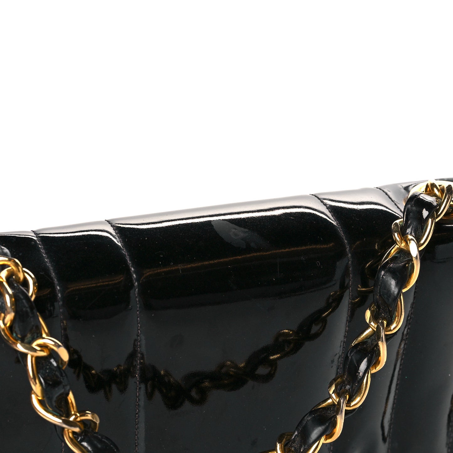 Patent Vertical Quilted Jumbo Single Flap Black