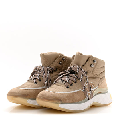 Chanel Fabric Suede Womens CC Sneakers 38 Beige 4 of 8
