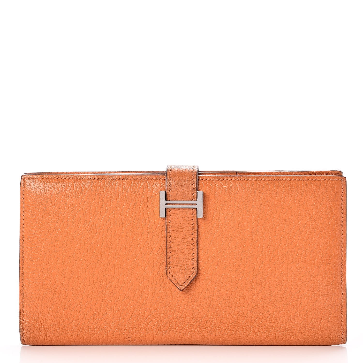 Hermes Chevre Mysore Bearn Gusset Wallet Orange 1 of 7
