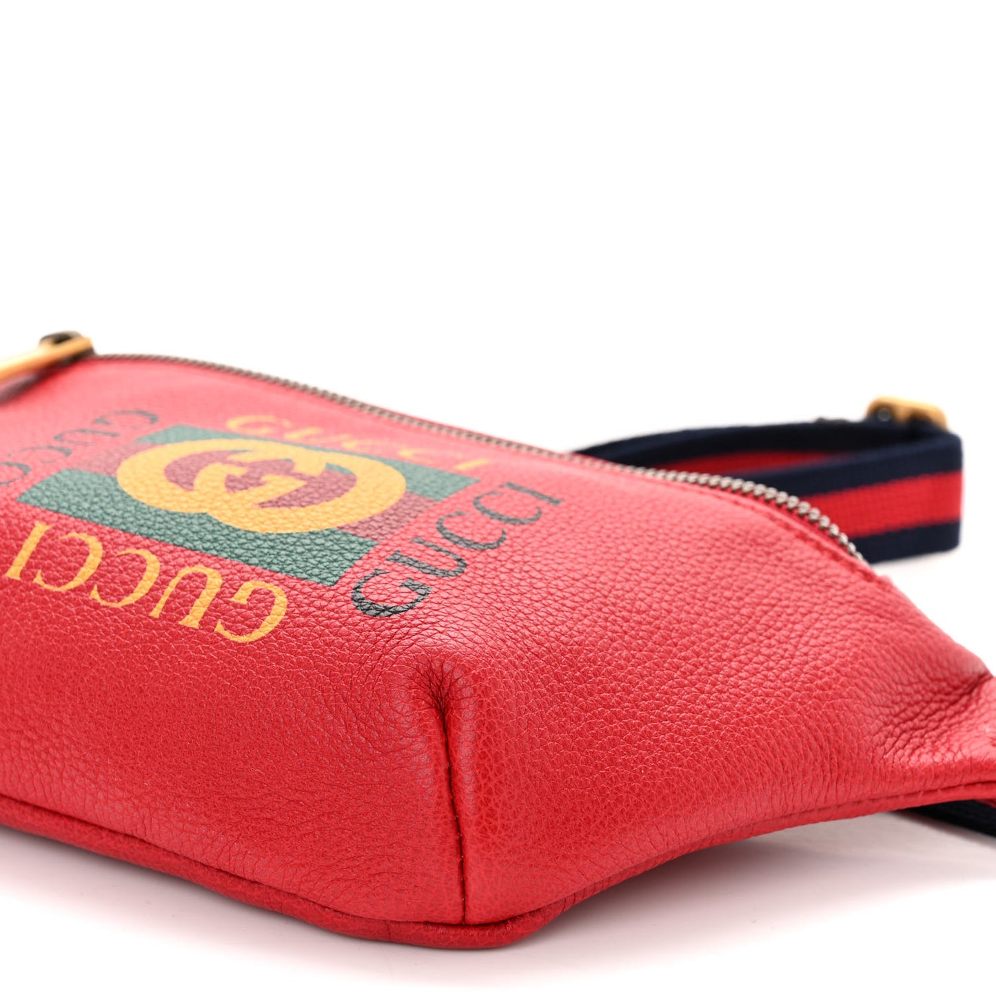 Grained Calfskin Small Logo Belt Bag Hibiscus Red
