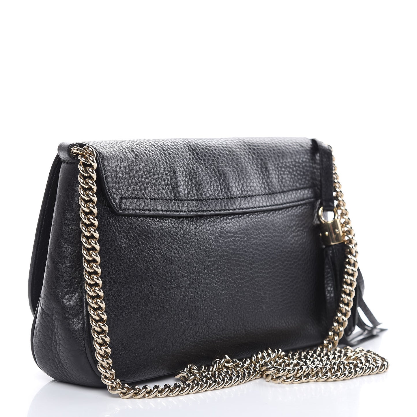 Pebbled Calfskin Medium Soho Flap Crossbody Black