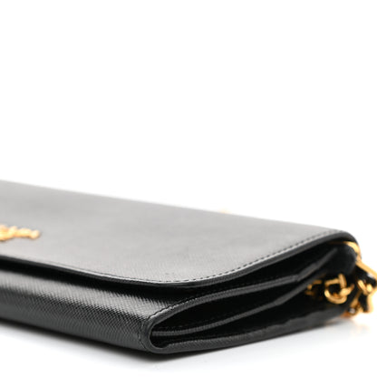 Prada Saffiano Metal Oro Chain Wallet Black 8 of 8