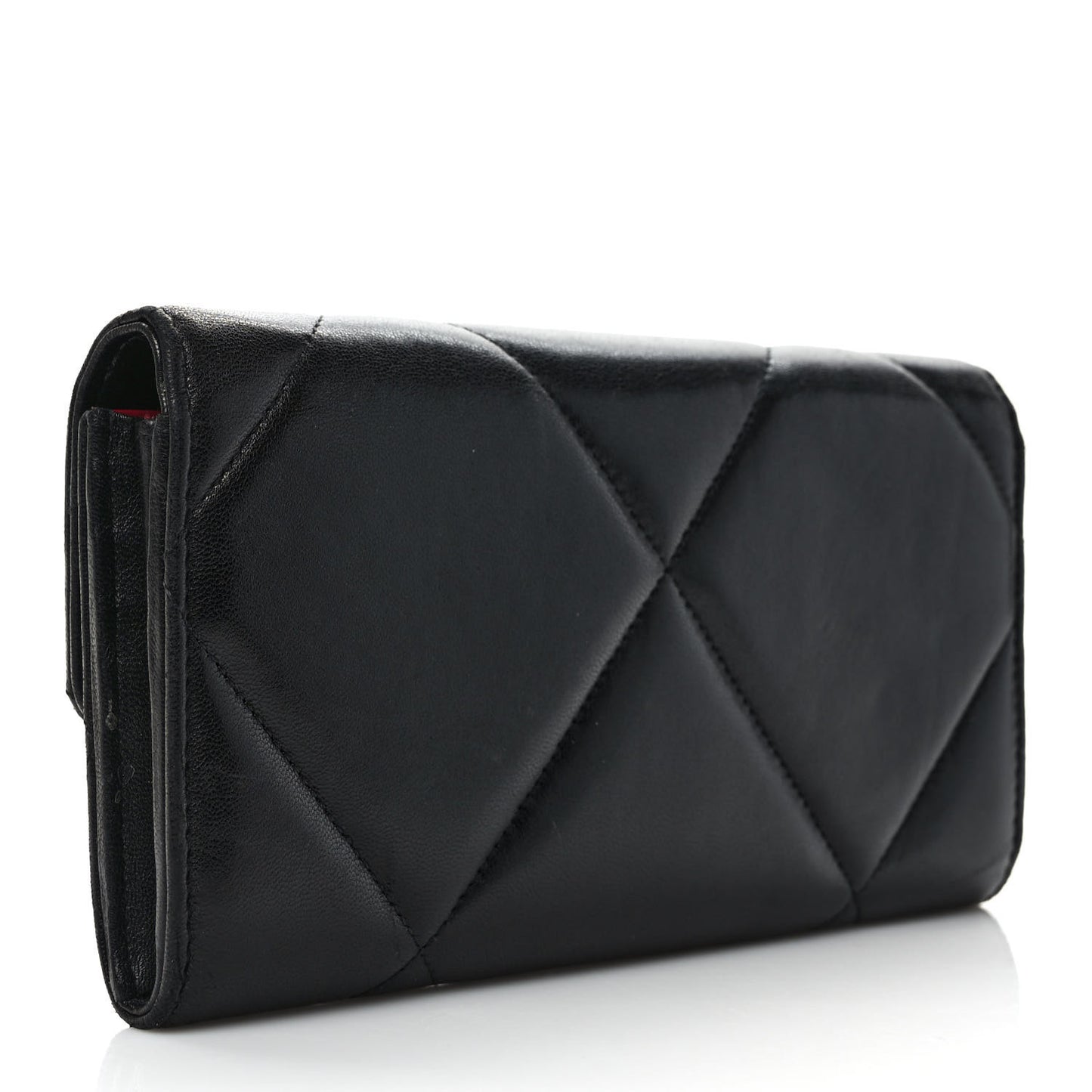 Lambskin Quilted Chanel 19 Flap Wallet Black