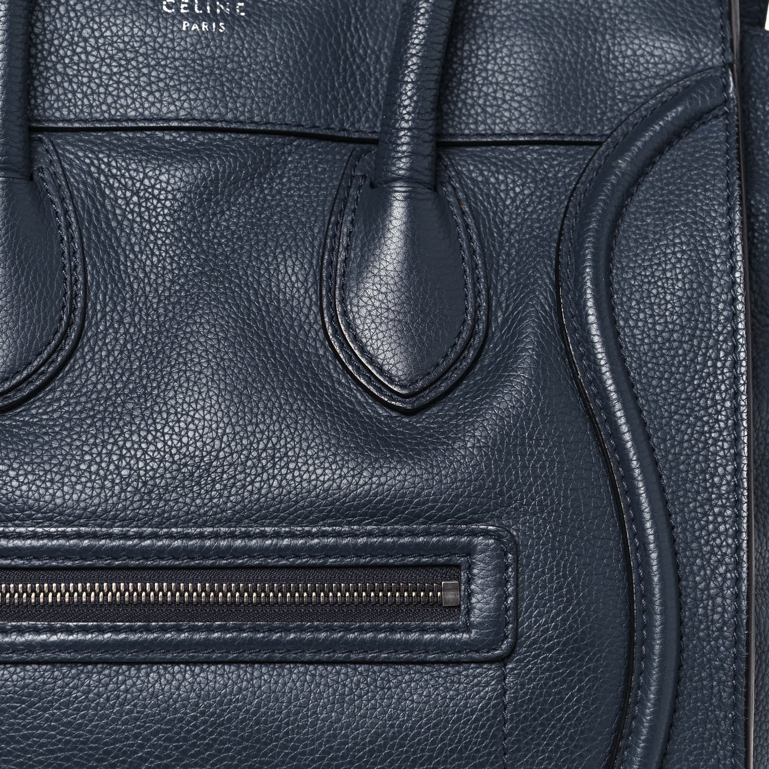 Celine Drummed Calfskin Mini Luggage Blue 14 of 14