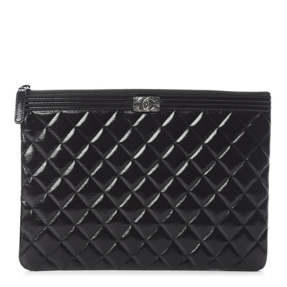 Chanel Patent Calfskin Quilted Medium Boy Cosmetic Case Black 1 of 6