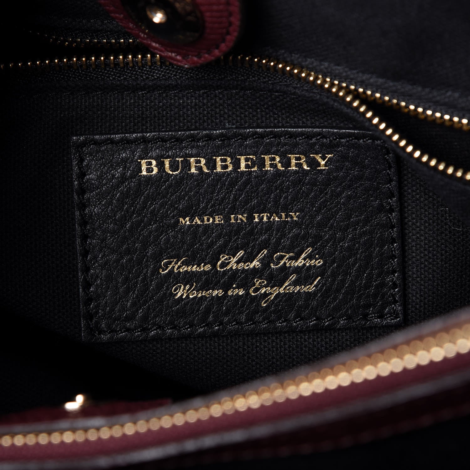 Burberry Grainy Calfskin House Check Medium Banner Tote Mahogany Red 8 of 11