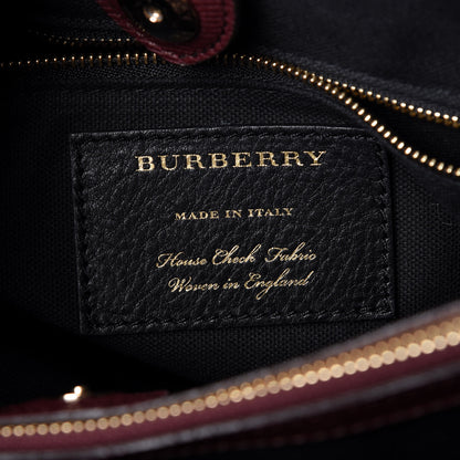 Burberry Grainy Calfskin House Check Medium Banner Tote Mahogany Red 8 of 11