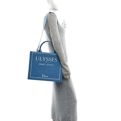 Christian Dior Canvas Embroidered Medium Ulysses Book Tote Blue 2 of 10