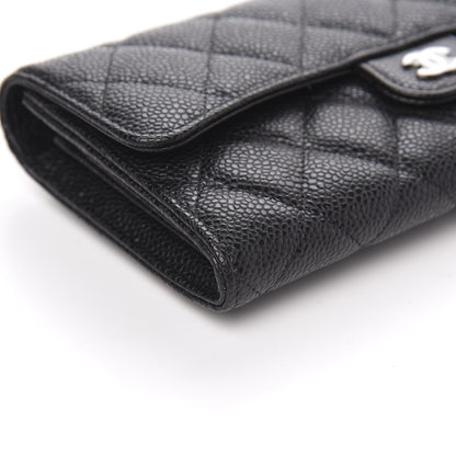 Chanel Caviar Quilted Large Gusset Flap Wallet Black 9 of 11