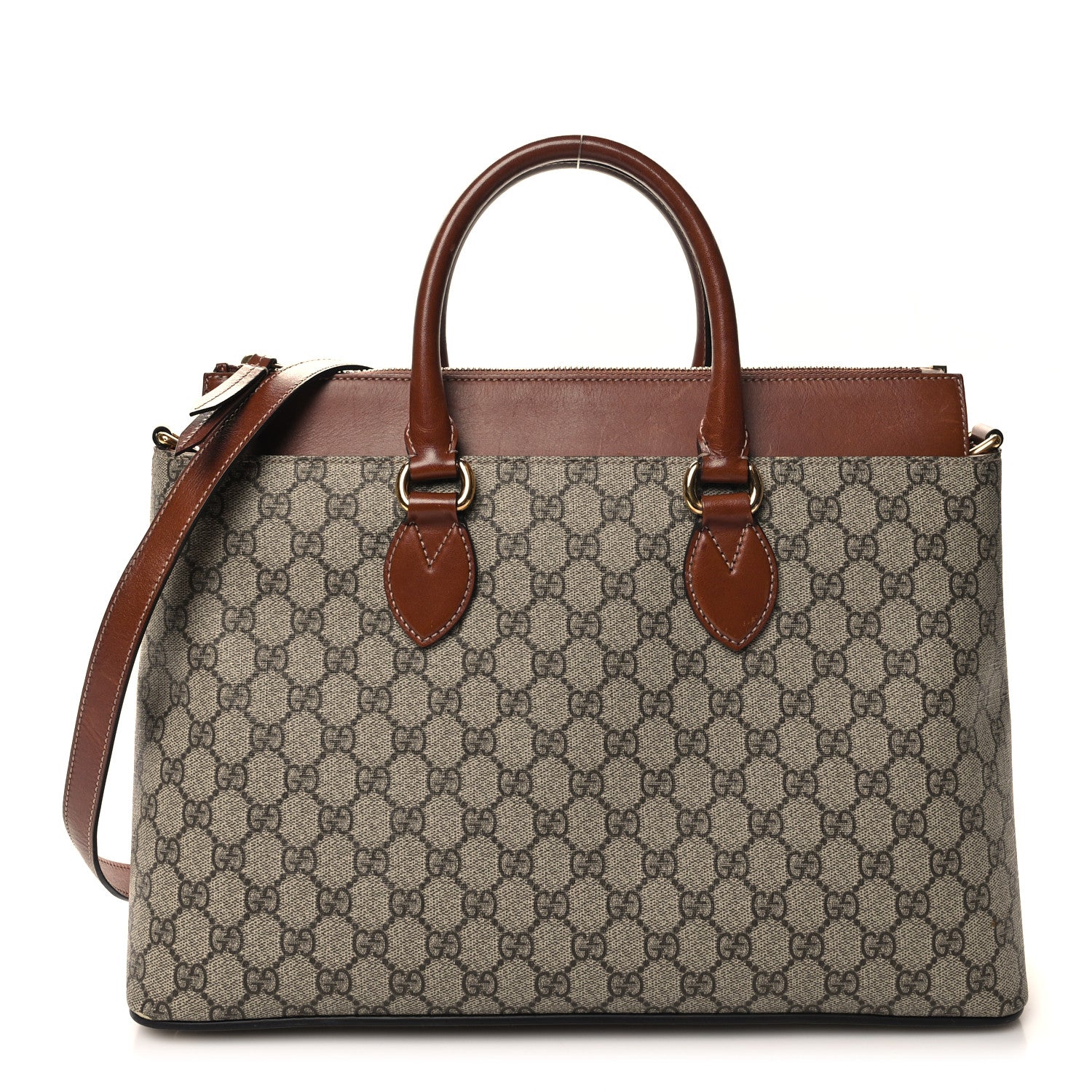 Gucci GG Supreme Monogram Small Zip Top Tote Beige Tuscany 1 of 15
