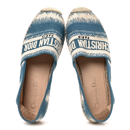 Christian Dior Cotton D-Stripes Embroidered Granville 15mm Espadrilles 35 Deep Ocean 2 of 10