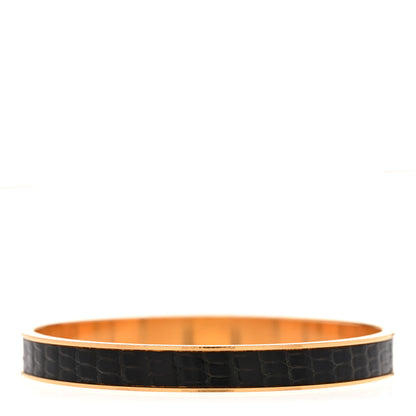 Hermes Lizard Kelly Lock Cadena Bracelet Black 3 of 6