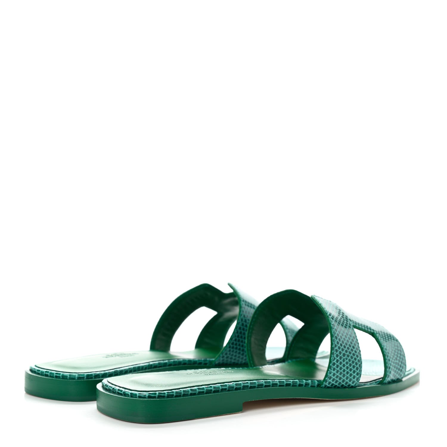 Hermes Lizard Oran Sandals 36.5 Vert Emeraude 4 of 8