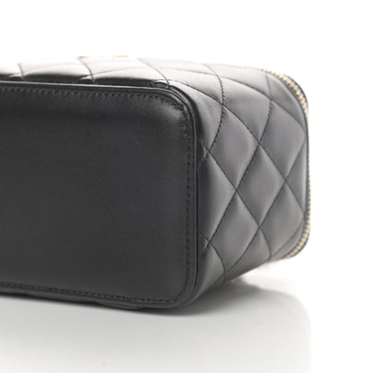 Chanel Lambskin Quilted Small Top Handle Vanity Case With Chain Black 10 of 11