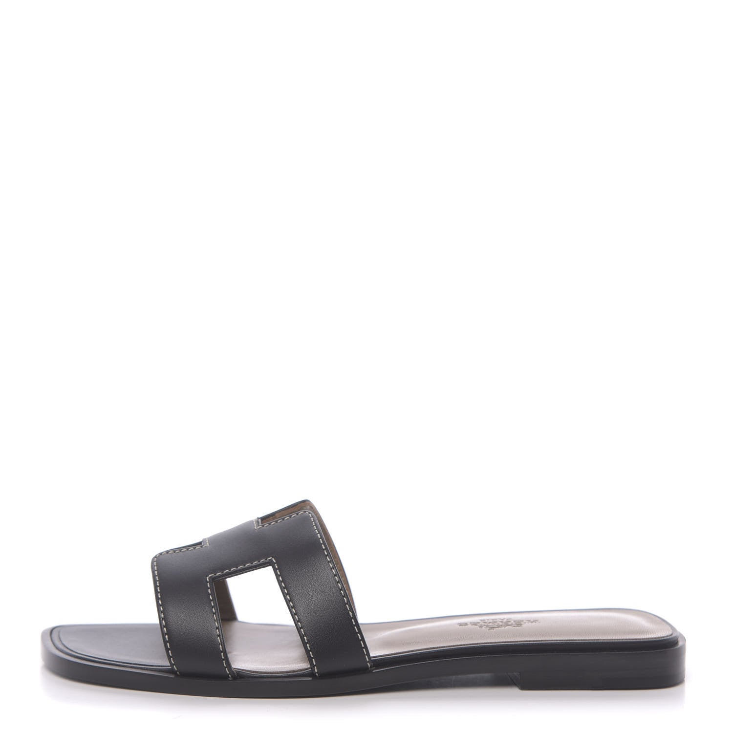 Hermes Box Calfskin Oran Sandals 35 Black 1 of 9
