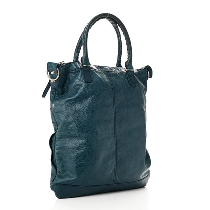Balenciaga Agneau Classic Silver Hardware Square Tote Bleu Mineral 3 of 10