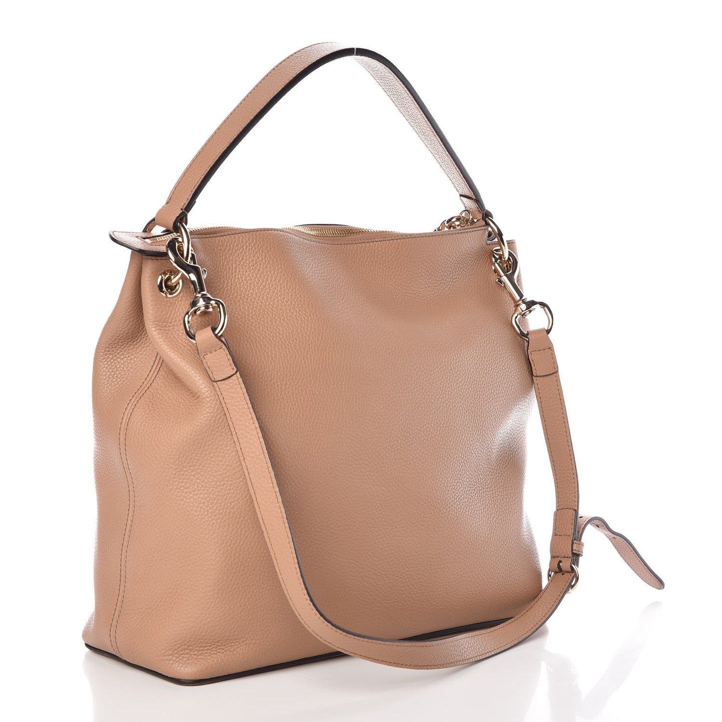 Pebbled Calfskin Large Soho Hobo Camelia