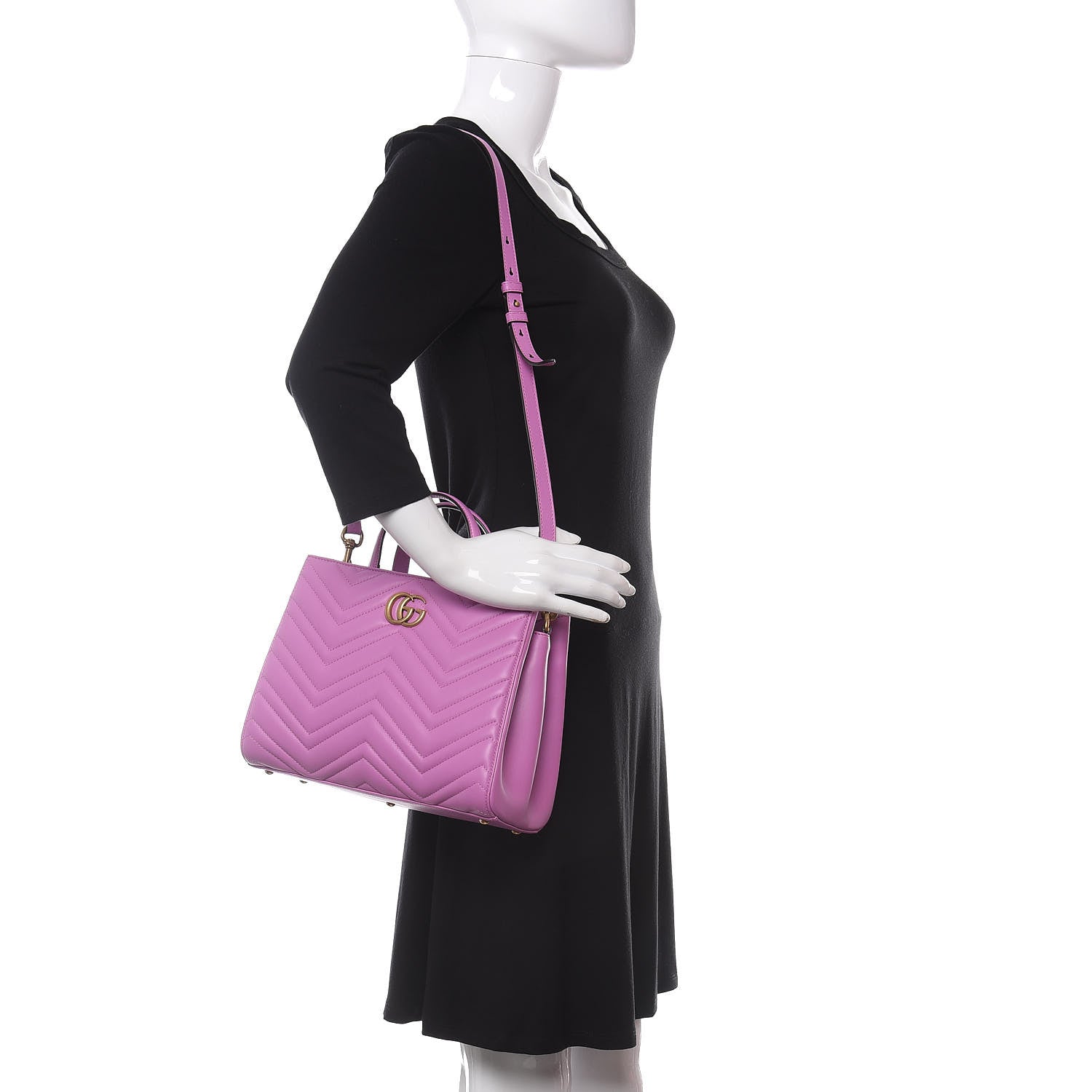 Gucci Calfskin Matelasse Small GG Marmont Tote Candy Mousse 2 of 11
