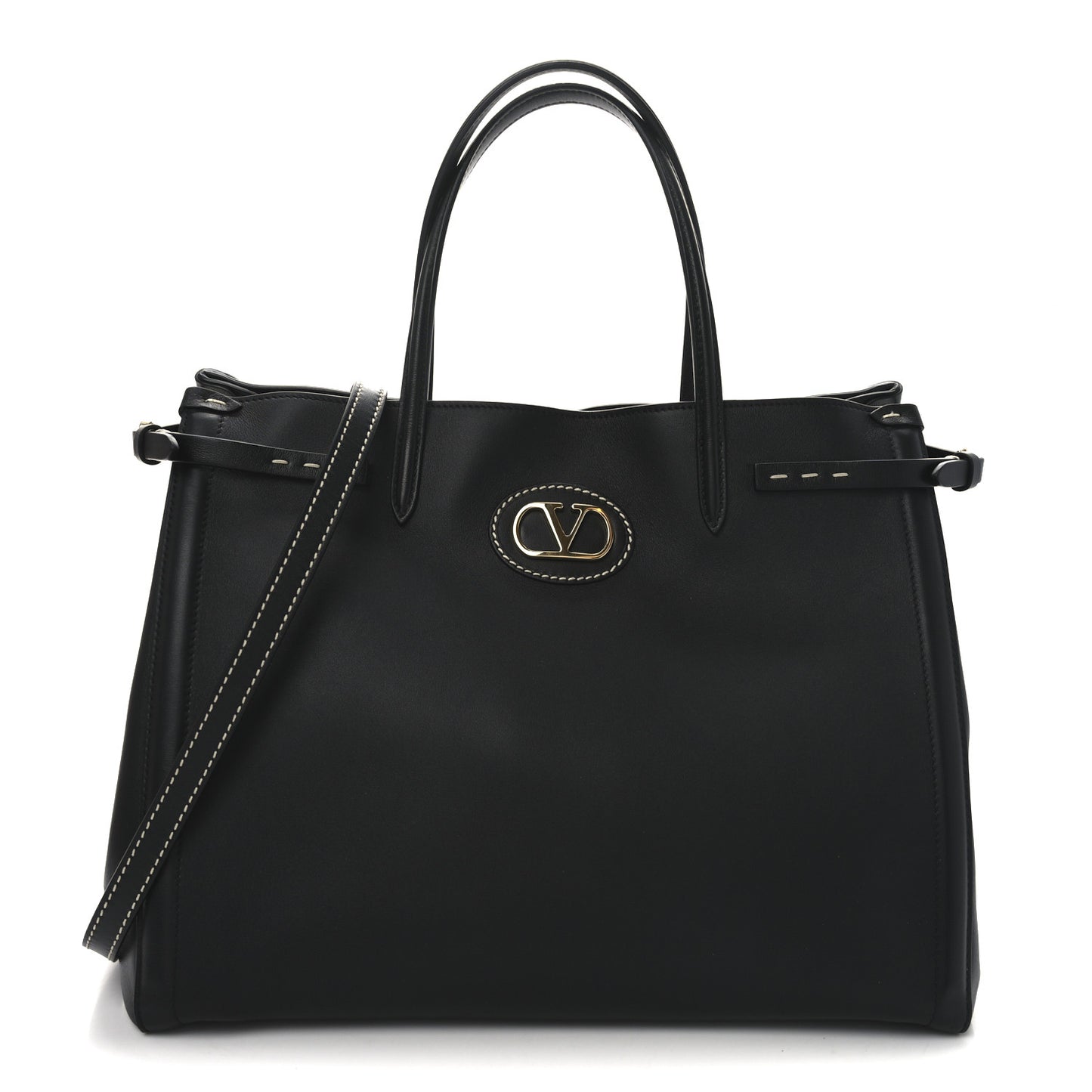 Calfskin Vlogo Medium Antibes Tote Black