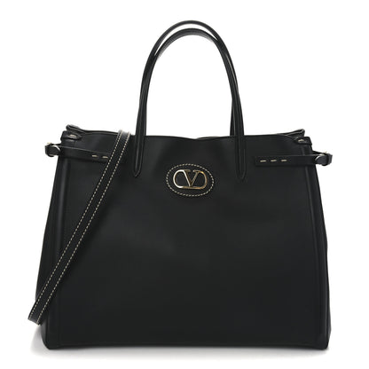 Valentino Garavani Calfskin Vlogo Medium Antibes Tote Black 1 of 9