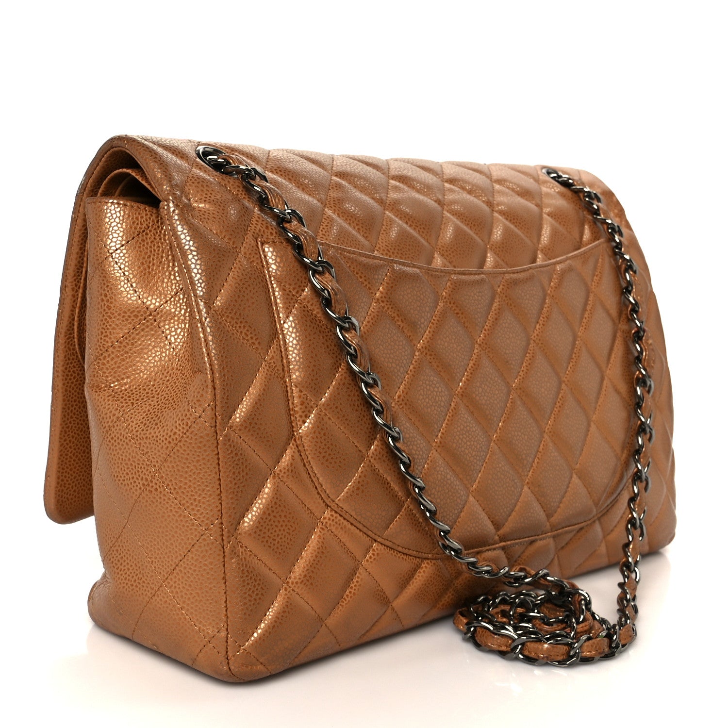 Chanel Metallic Caviar Quilted Maxi Double Flap Copper 3 of 11