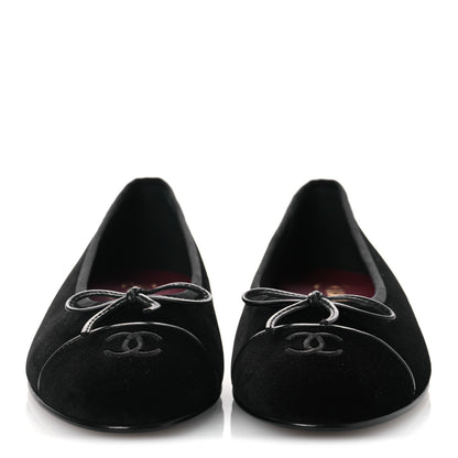 Chanel Velvet Cap Toe Ballerina Flats 40 Black 3 of 12
