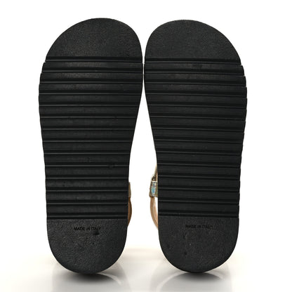 Chanel Lambskin Logo Platform Sandals 38.5 Beige Gold White 5 of 8