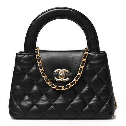 Chanel Shiny Aged Calfskin Quilted Nano Kelly Shopper Black 1 of 10