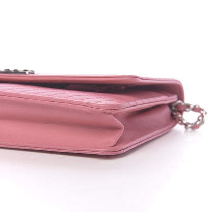 Chanel Calfskin Chevron Quilted Boy Wallet On Chain WOC Pink 10 of 11