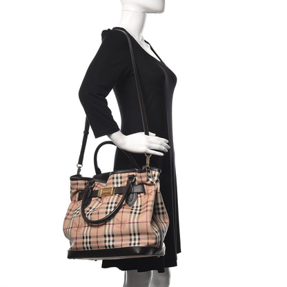 Burberry Haymarket Check Medium Golderton Tote Chocolate 2 of 16