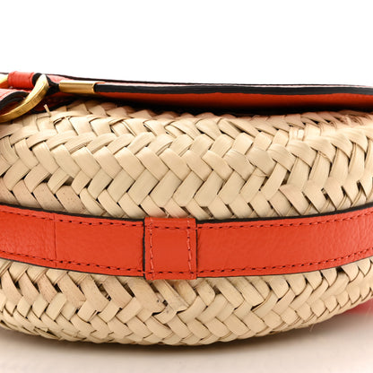 Chloe Raffia Calfskin Marcie Basket Small Marcie Round Crossbody Bag Orange Fizz 10 of 13