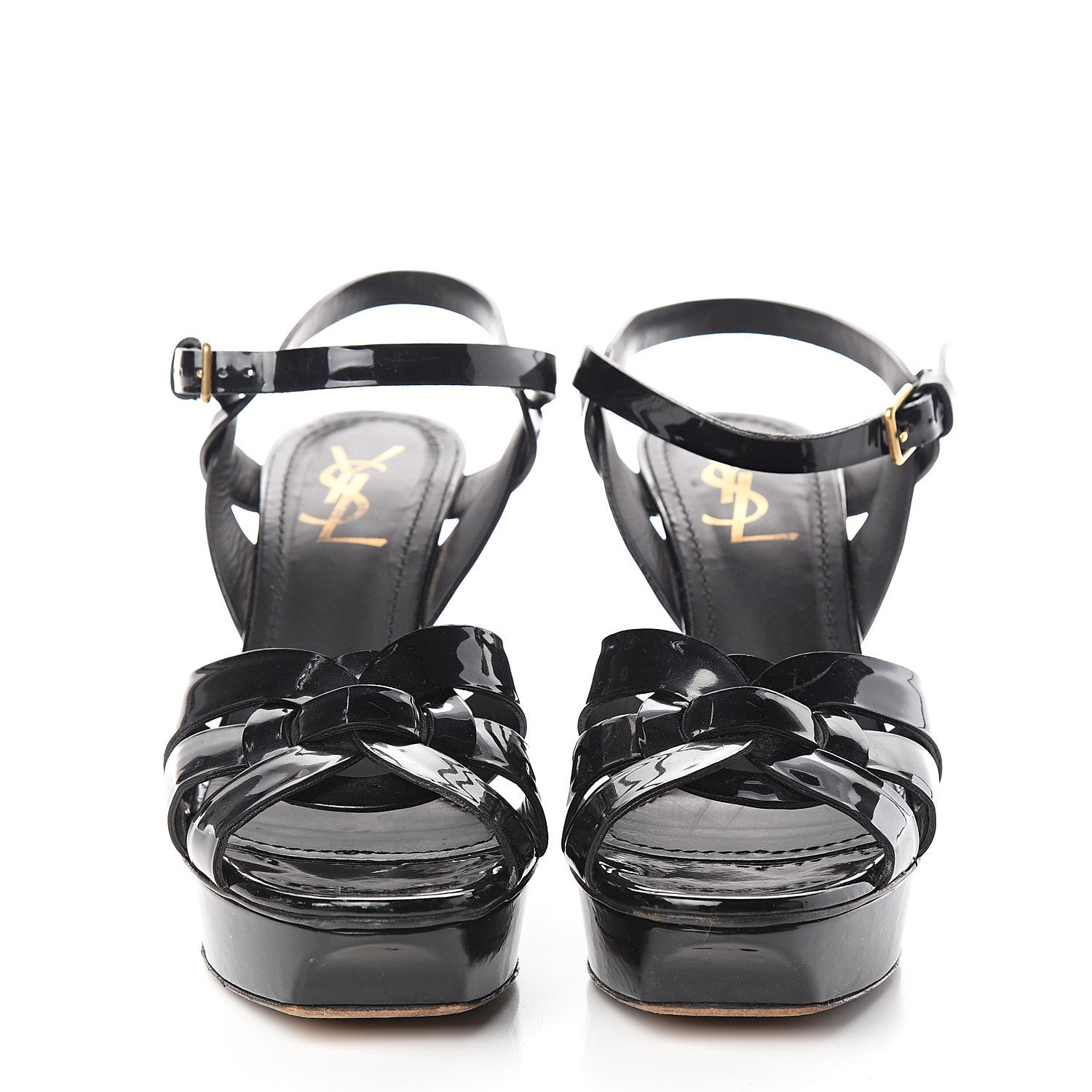 Saint Laurent Patent Tribute 75 Platform Sandals 38.5 Black 2 of 10