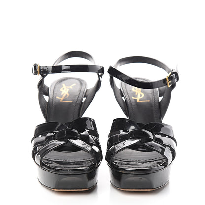 Saint Laurent Patent Tribute 75 Platform Sandals 38.5 Black 2 of 10