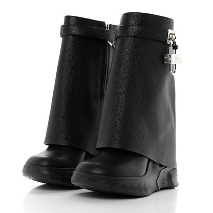 Givenchy Grained Calfskin Shark Lock Biker Ankle Boots 39 Black 3 of 8