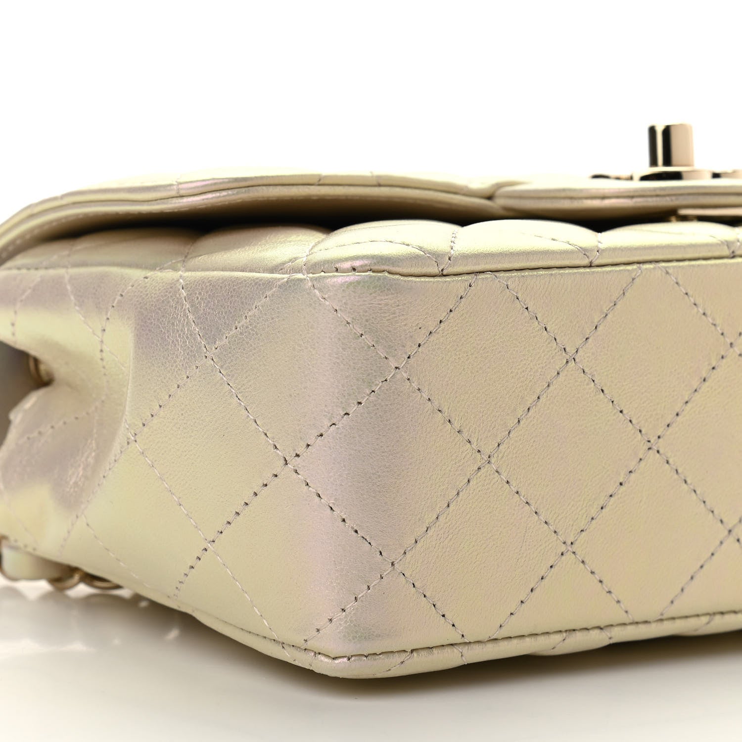 Chanel Iridescent Lambskin Quilted Mini Rectangular Flap Ivory 9 of 11