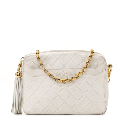 Chanel Lambskin Quilted Tassel Camera Case White 1 of 14