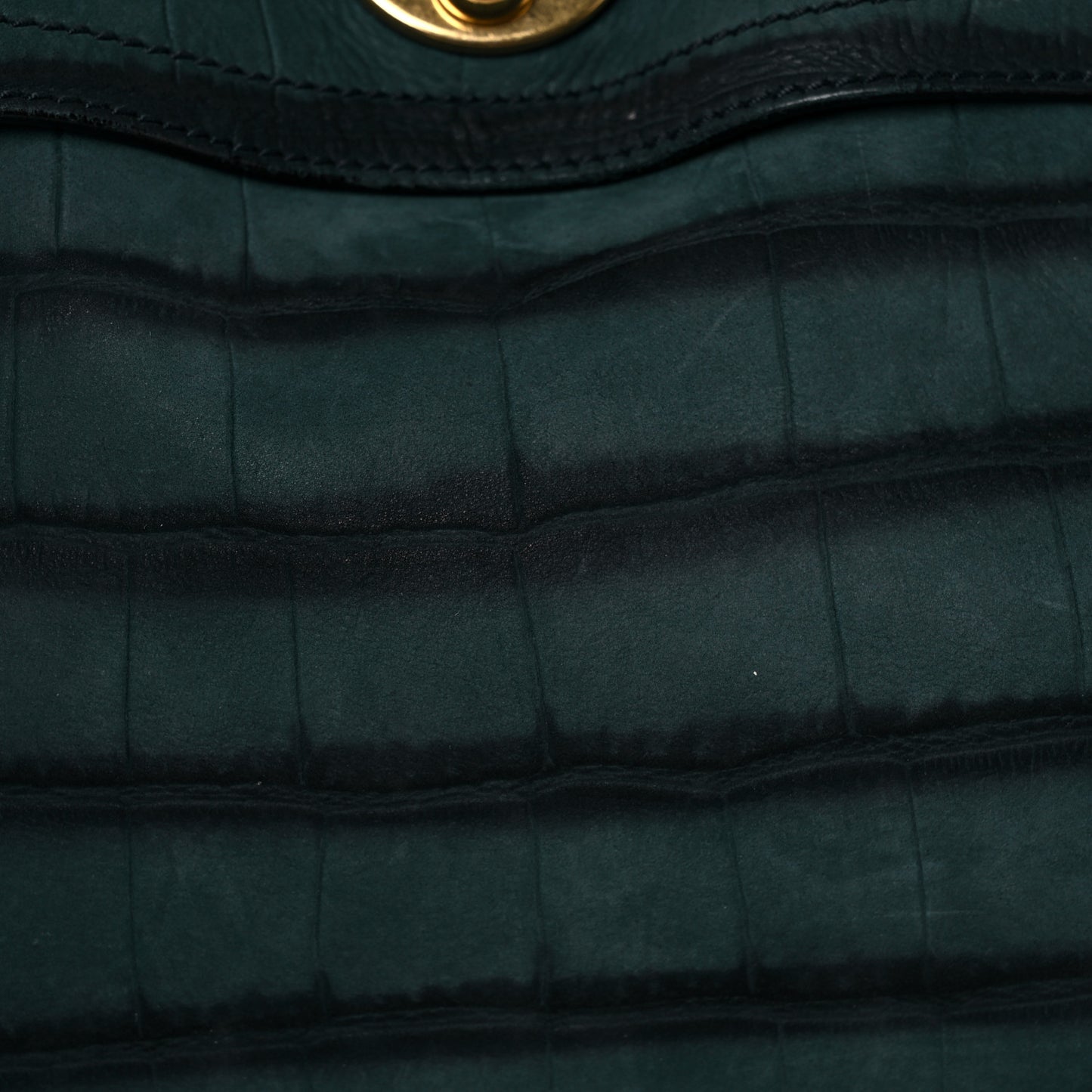 Crocodile Embossed Nubuck Calfskin Medium Muse Two Green