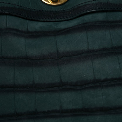Saint Laurent Crocodile Embossed Nubuck Calfskin Medium Muse Two Green 15 of 19