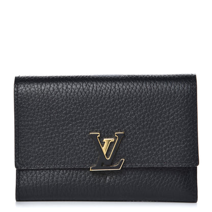 Louis Vuitton Taurillon Capucines Compact Wallet Black 1 of 7