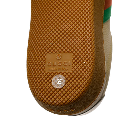 Gucci Calfskin Suede Web Womens G74 Sneakers 35 Oatmeal Burro New Mystic White 7 of 8