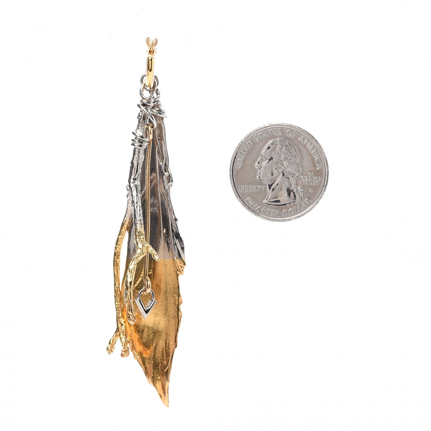 Louis Vuitton Metal LV Feathers Single Earring Gold Silver 2 of 4
