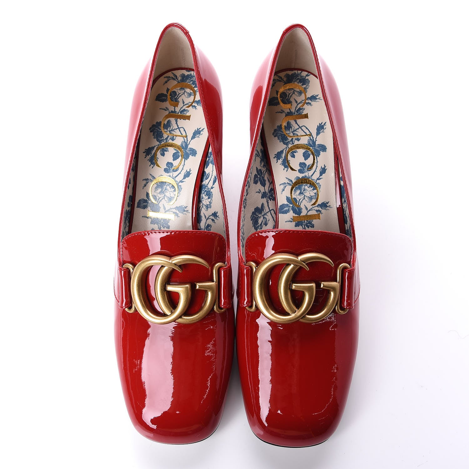Gucci Vernice GG Victoire 55mm Loafer Pumps 38.5 Hibiscus Red 5 of 11