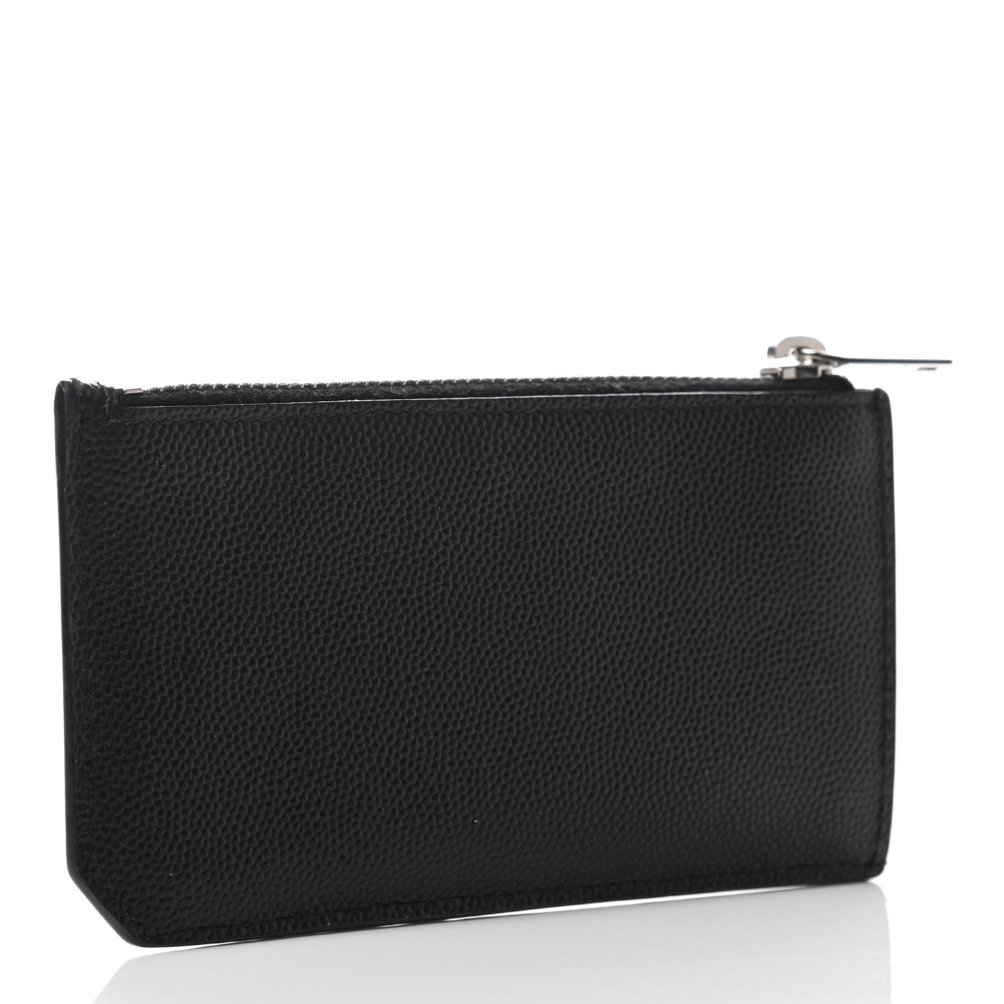 Grained Calfskin 5 Fragments Zip Pouch Card Holder Black
